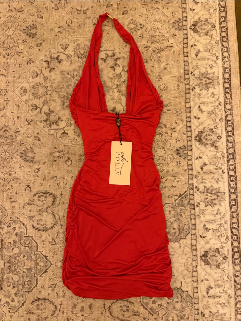 Oh Polly Sofijq- Red Plunge Halter Mini Dress - Picture 6 of 6